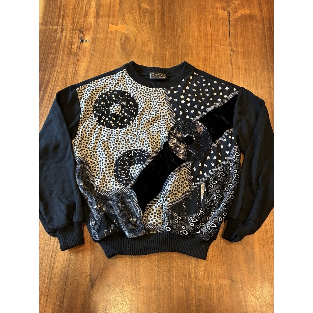 80s KOOS VAN DEN AKKER POSTMODERN COLLAGE PATCHWORK CREWNECK LARGE
